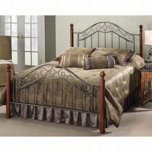 Hillsdale Furniture 1392bq Martino Queen Bed Set In Smoke Silver And Cherry - Rails Not Included