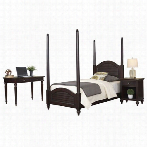 Home Styles 552-4204 Bermuda Twin Poster Bed, Night Stand And Student Desk