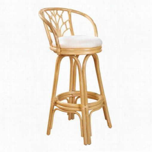 Hospitality Rattan 806-6004-nat-b Valencia Indoor Swivel Rattan And Wicker 30"" Bar Stool In Original With Cishion As Shown