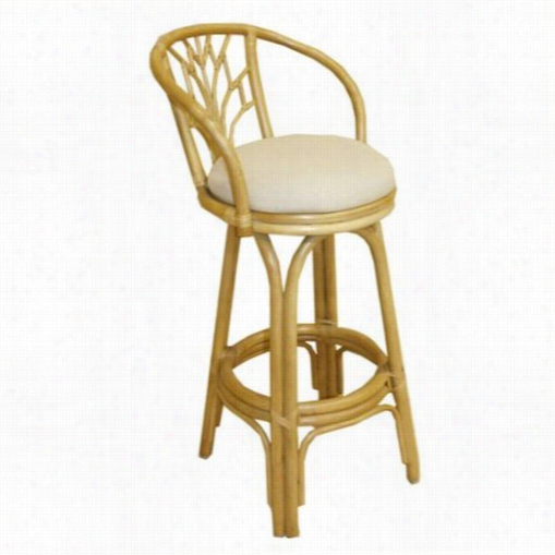 Hosptiality Rattan 806-6094-nat-c Valencia Swiv El Rattan/wicker 24"" Counter Stool In Natural With Cushion