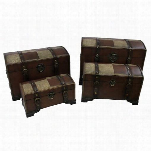 International Caravan Ywlf-2535 Faux Leatherr Trunk  Set O F