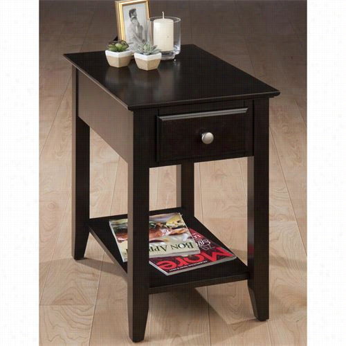 Jofran 1037-7 Drawer And Shelf Chairside End Table In Espresso