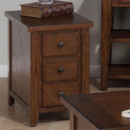 Jofran 443-7 3 Drawers Chairside Table In Clay Ccounty Oak