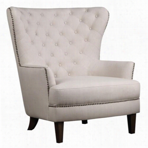 Jofra Nconner-ch Blue Perch Oversized Wing Back Accent Chair In The Opinion Of Antique Brass Nailheads And Heirloom Legs