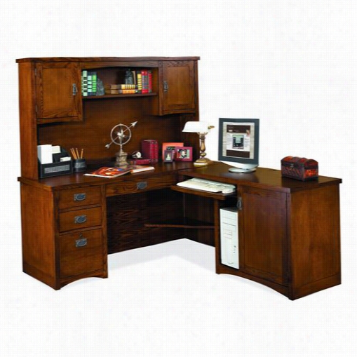 Kathy Ireland Home By Marti Nmp684r-mp684r-r-mp682 Mission Pasadena Ritht Hand Facing L-shaped Desk With Storage Hutch In Rustic
