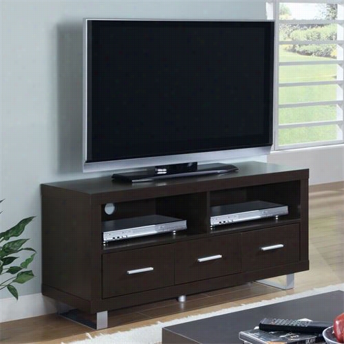 Monarch Specialties I25o3 48""l Tv Console With 3 Drawers In Cappuccino