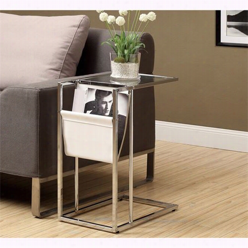 Monarchh Specialties I3 034 Metal Accent Tablei N White / Chrome With A Magazine Holer