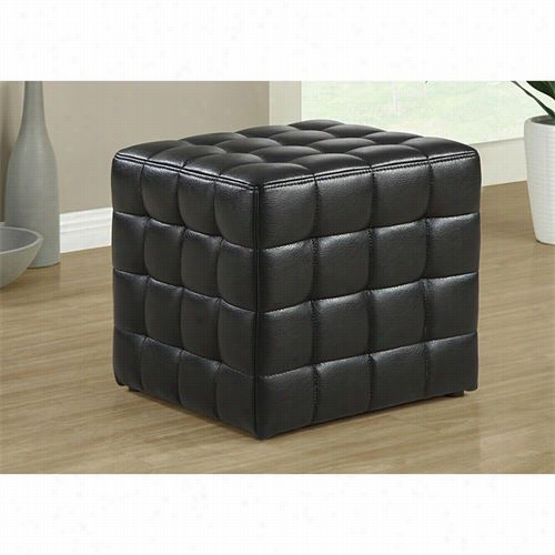 Monarch Special Ties I8977 Leather Look Ottoman In Black