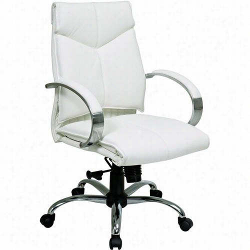 Proline Ii 7271 Delixe Mid Ba Ck Executive Leather Chair In Chme/white