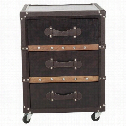 Safavieh Fox9508a Norman  3drawer Rolling Chest In Negro/brown