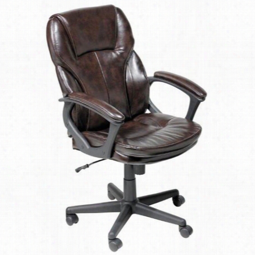 Serta At Hone 43669 Manager's Puresoft Faux Leather Office Chair In Roast Ed Chestnut Brown