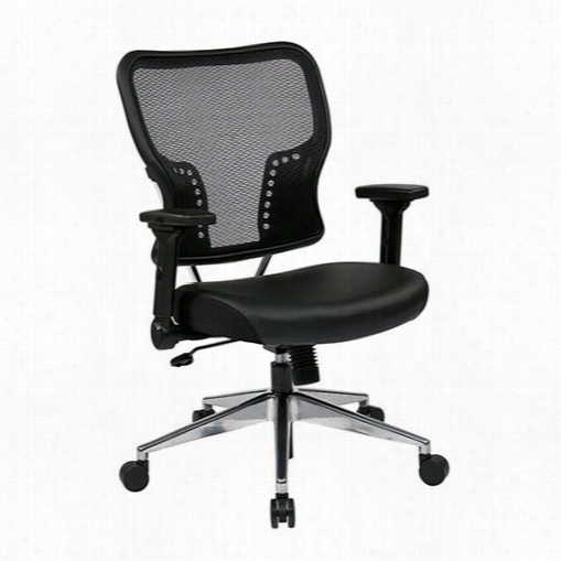 Space Seatign 213-e37p91f3 Airgrid Back And Padded Eco Leather Seat With 4-way Adjustable Flip-arms