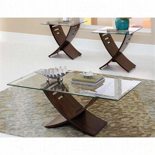 Steve Silver Ca150bh-ca125t Cafe 3 Pack Table Set In Dark Oak With Glass Top