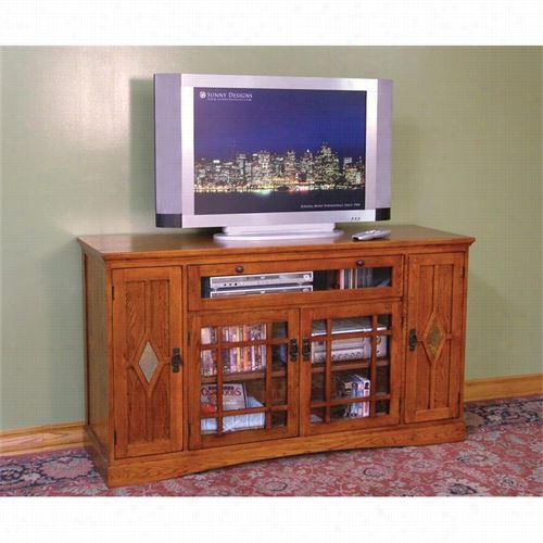 Sunny Designs2731mc Mission Oak Counter Height Tv Console In Mission Cherry