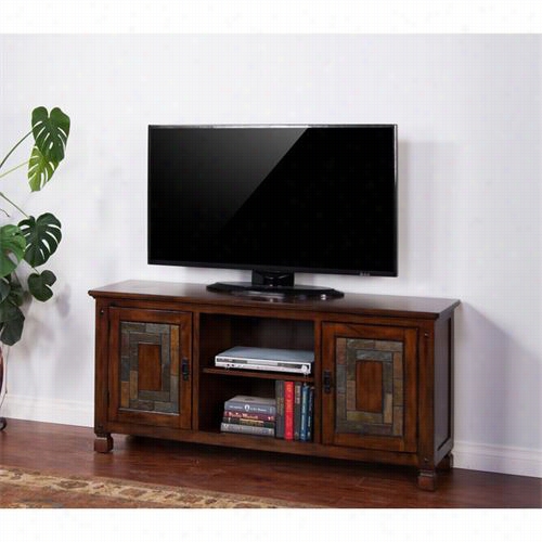 Sunny Designs 3537dh-62  Dark Hazelnut 62"" Tv Consol Ewithslate