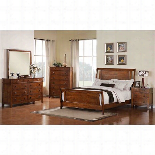 Sunset Tradig Ss-ts755-q-be D-set Phoenix 5 Piece Queeb Bedroom Set In Ligght Walnut