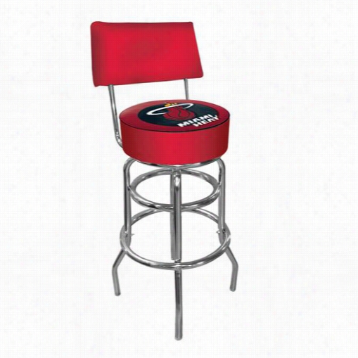 Trademark Home Nba1100-mh Miami Heat Nba Padded Swievl Bar Stool With Back