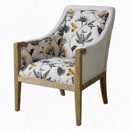 Uttermoost  23134 Crran Floral Armchair In Neutral Linen