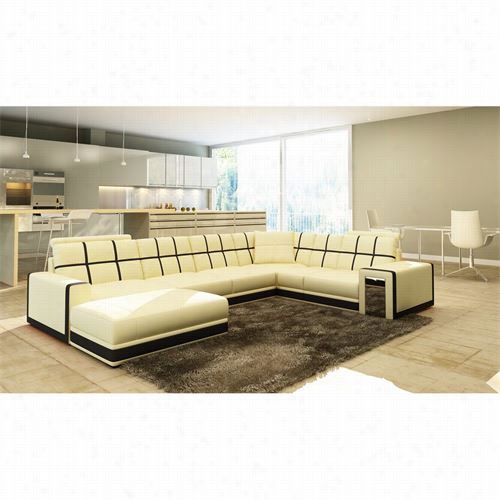 Vig Furniture Vgev5078 Divani Casa Bonded Leather Partial Sofa In Beige/black