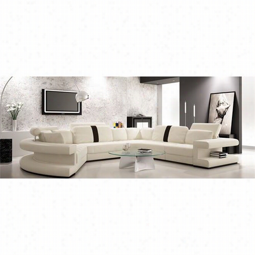 Vig Furniture Vgev6123 Divani Casa Modern Bonded Leather Sectional Sofa In  White/black By The Side Of 67""; Chaise