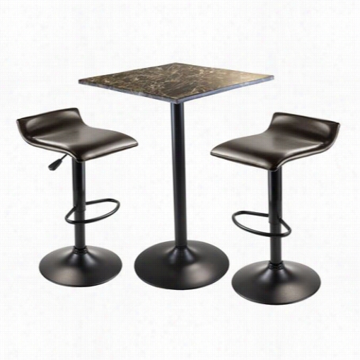 Winsome 76332 Cora 3  Piece Square Counter Height Atble Ith 2 Swivel Stools