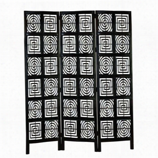 Woods Imports 32699 Handcarved Wood 3 Panel Screen