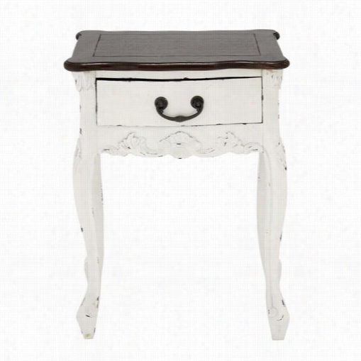 Woodland Impotts 37742 Dona Wooden Table In White With Brown Top And Drwer