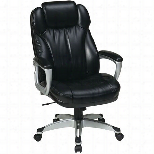 Worksmart Ech85806-ec3 Executory Eco Leather Chair With Padded Arms, Cozted Base And Built-inn Adjustable Headrest