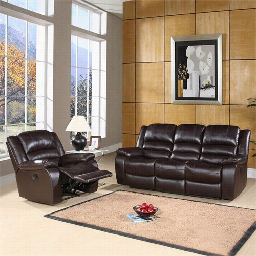 Abbyson Living Ch-8801-brn-3/1  Monterye Reclining Leather Sofa And Armchair In  Dark Brown