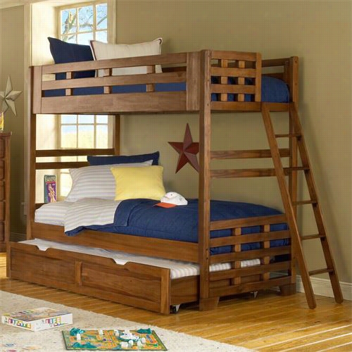 American Woordafters 1800-33bnk-1800-906 Heartland Twin  Bunk Bed With Trundle Storage Unit In Spi Ce