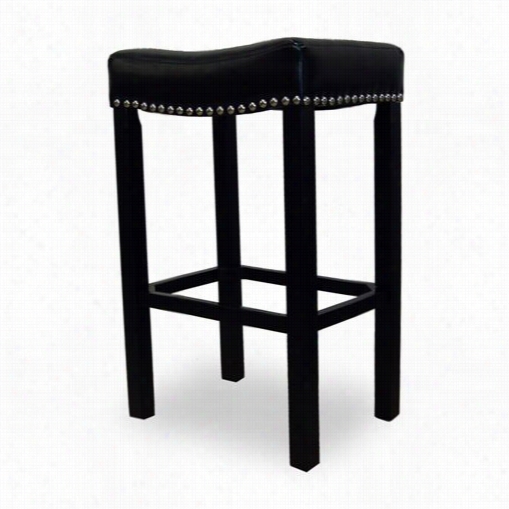 Armen Liiving Lcmbs013ba Tudor 30"" Stool In Black Bonded Leather/chrome Nails