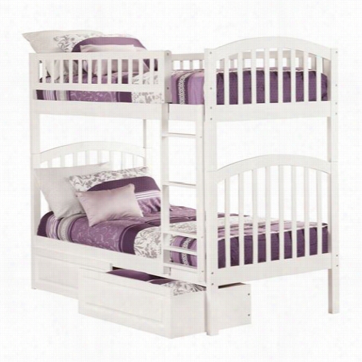 Atlantic Furntiure Ab64122 Richland Twin Over Twin Bunk Bed With Raised Pnael Bed Drawe Rs