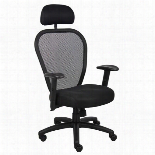 Boss Office Products B6608h-r Professional Managers Mesh Chair With Headrest