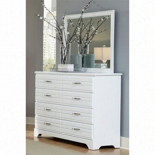 Carolina Furn Iture 515800-516400 Platinum 8 Drawer Tall Dresser With 30"" X 34"" Landscape Mirror In White