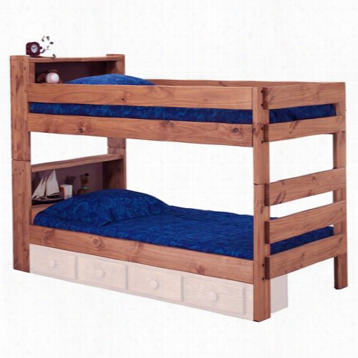 Chelsea Home Furniture 312004-415 Twin Ovdr Twin Bookcase Bunk Bed Inmahogany Sgain