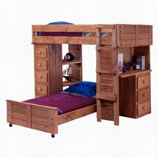 Chelsea Home Appendages 310540 Twin Throughout Twin  Student Loft Bed With Panel Hb/fb And Desk Annd Chest Ends In Mah Ogany Stain