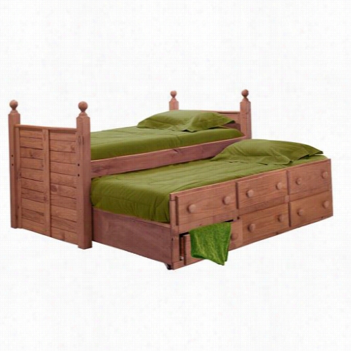 Chelsea Home Furniture 31950-tt Twin Panel Post Bed With Twin Trundle Unit In Mahogany Stain