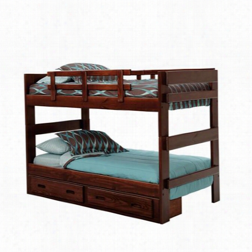 Chelsea Home Fuurniture 3626023-s Twin / Twin Tsacking Berth Bed With Underbed Storage In Dark