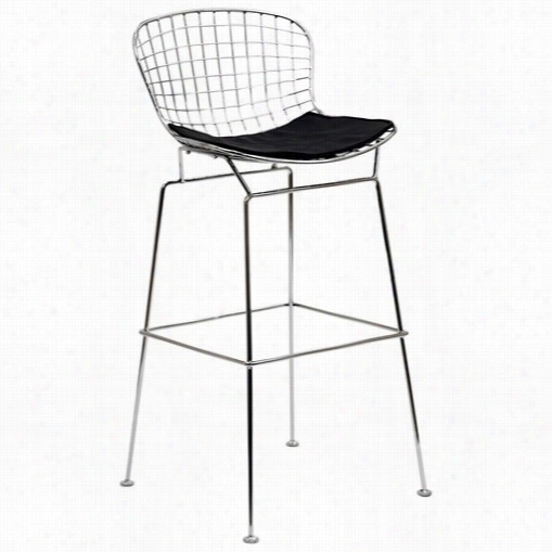 East End Imports Eei-162-blk Cad Wire Basrtool In Silver Frame With Black Seat Cushionn