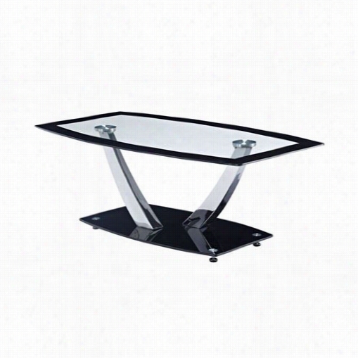 Global Furnniture T716ct Clear Glass Coffee Table In Black With Chrome Legs