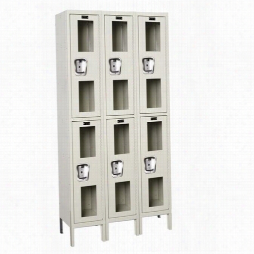 Hallowell Usv3288-2a-pt 36""w X 18""d X 78""h Dohble Row 3-wide Assembled Safety-view Locker In Parchment