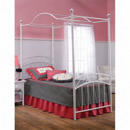 Hillsdale Furniture 11180btwp Emily Twin Be D Set With Canopy In White - Rails Not Included