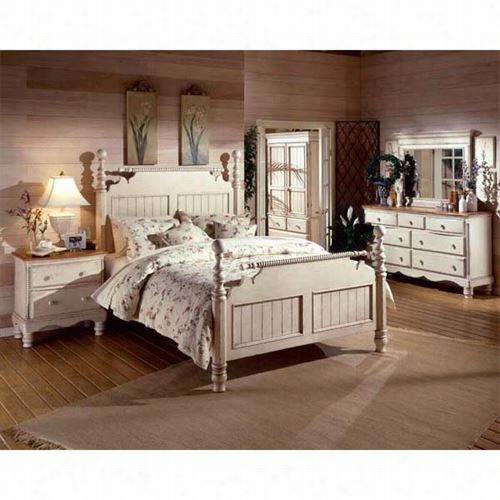 Hillsdale Furniture 1172 670ks5 Wilshire 5 Piece King Post Bedroom Set  In Antique White