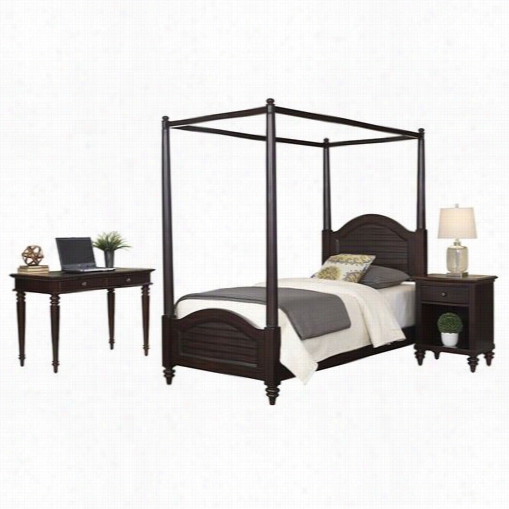 Home Styles 55424104 Bermuda Twin Canopy Bd, Night Stand And Scholar Desk