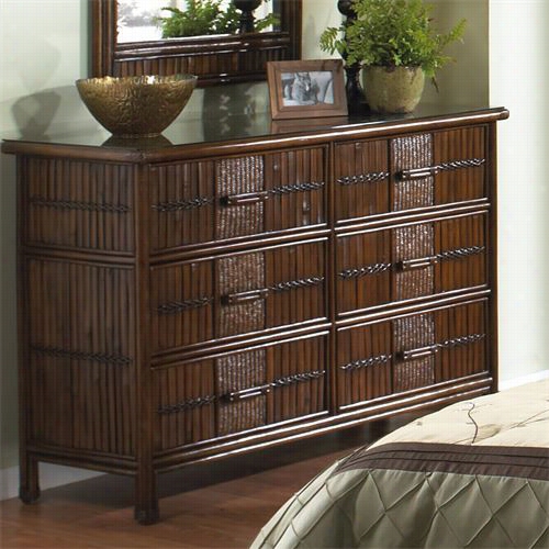 Hospitality Rattan 701-5270-atq Polynesian 6 Drawer Dresser In Antique