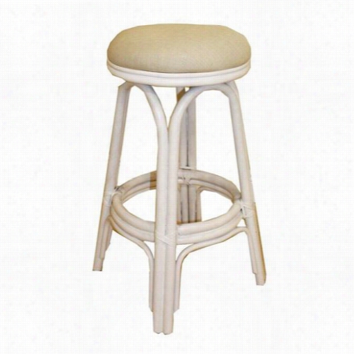 Hospitality Rattan 804-6095-w-w-c Carmen Swivel Rattan/wicker 24"" Countr Stool In White Wash With Csuhion