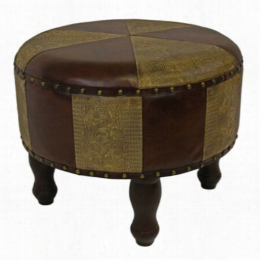 International Caravan Ywlf=2524 Medium Faux Leather Round Stool