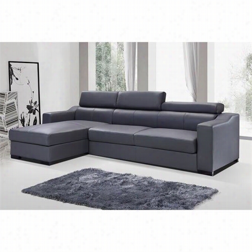 J&m Furniture 17191112 Ritz Leather Sectional Sleeper In Grey