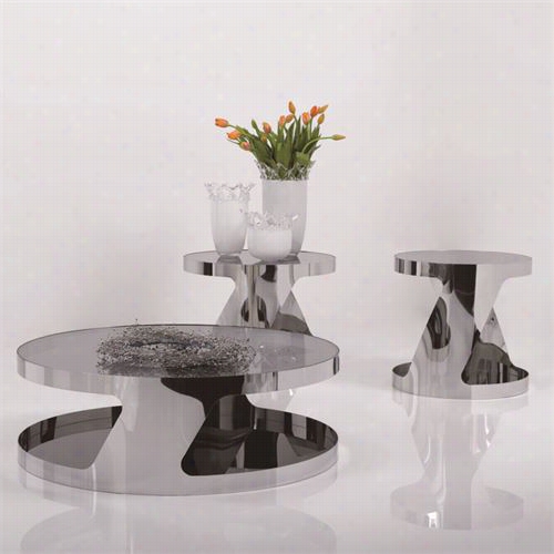 J&m Fuurnitre 175156-et 931 Modern End Table In Glass / Steel