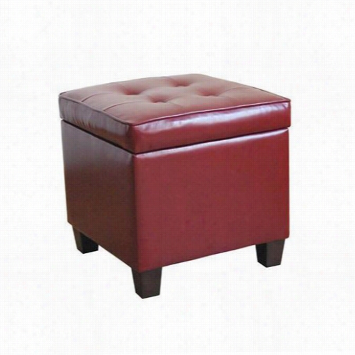 Kinfine N5762-e607 Tufted Square Leatherette Storage Ottoma In Darkness Red